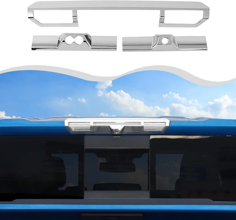 HTHE High Mount Brake Light Cover Trim Compatible with Chevrolet Silverado 2022 2023 2024 2025 Exterior Accessory ABS 3ps(Bright Color) - Image 1